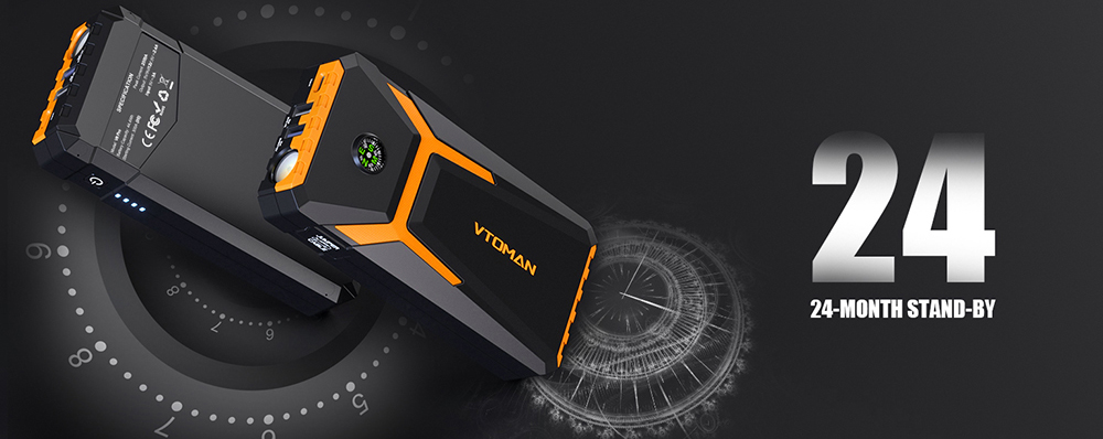 VTOMAN V6 PRO 2000A Car Jump Starter, with LED Light, Fast Charge, for Up 7.0L Gas and 5.0L Diesel Engines