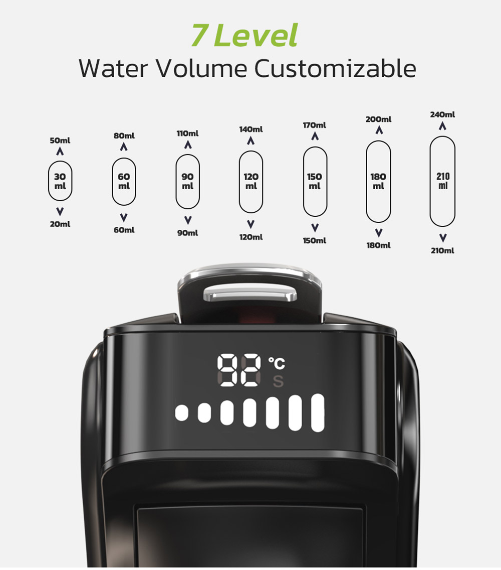 HiBREW H1B 5-in-1 Pods Coffee Maker, 600ml Water Tank, 19 Bar Pressure Extraction, Cold/Hot Mode, LED Indicator, for Kcup*/Nes*/DG*/Espresso Powder, Black
