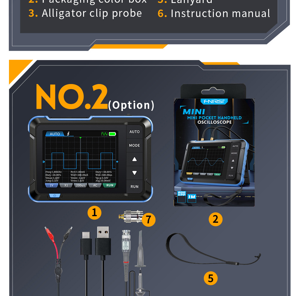 FNIRSI DSO153 Digital Oscilloscope, 2.8inch Screen, Automatic Adjustment, 1000mAh Lithium Battery, 1KHz Calibration Square Wave, 1Mhz Bandwidth, 5MS/s Sample Rate, Premium Version