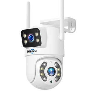 Hiseeu 4K 6MP Outdoor WiFi Camera, Dual Lens, Double Screen, 2-way Audio, Color Night Vision, Auto Tracking, AI Human Detection, IP66 Weatherproof, 2.4GHz WiFi
