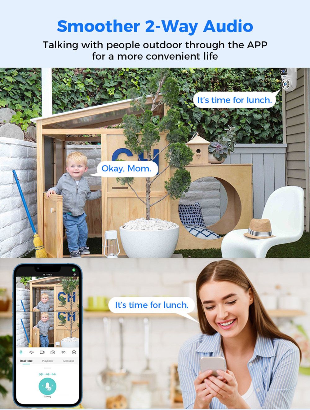 Hiseeu 4K 8MP Outdoor WiFi Camera, Dual Lens, Double Screen, 2-way Audio, Color Night Vision, Auto Tracking, AI Human Detection, IP66 Weatherproof, 2.4GHz WiFi