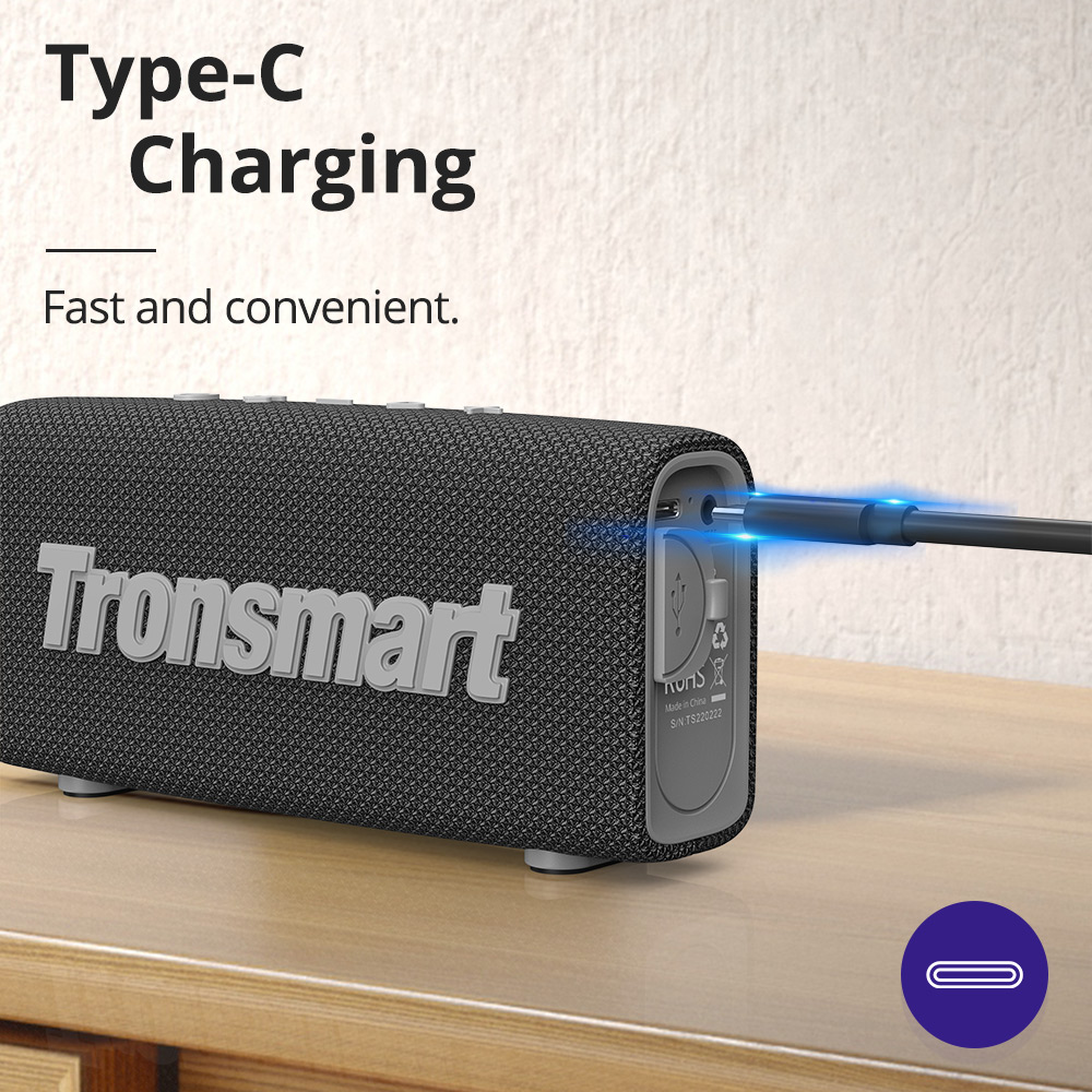 Refurbished Tronsmart Trip Portable Bluetooth 5.0 Speaker with 10W  IPX6 Waterproof black