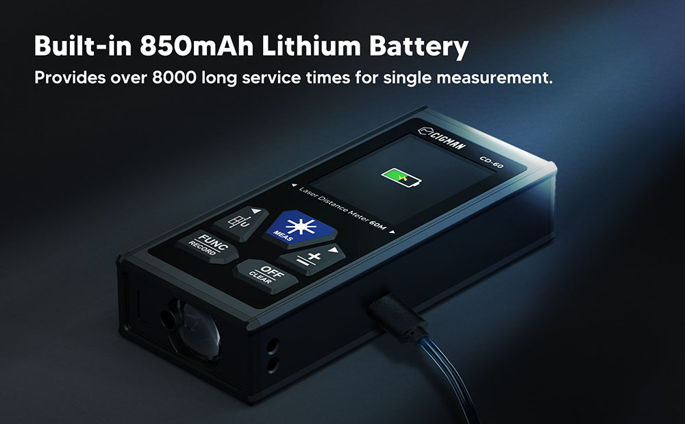 CIGMAN CD-60 Bilateral Laser Distance Meter, 393ft/120M Bilateral Measurement, with M/in/Ft Multiple Units