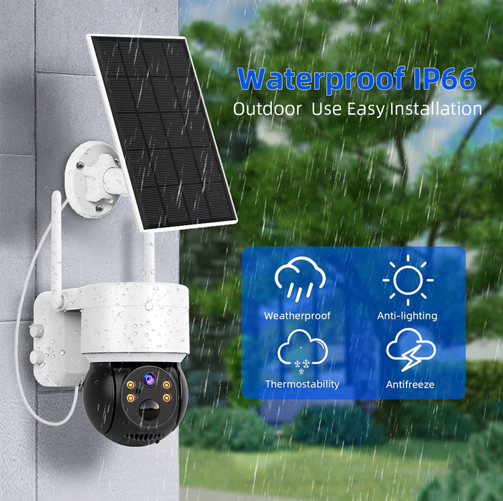 Hiseeu WTD512 1080P WiFi Camera with Solar Panel, 5X Zoom, PIR Motion Detection, 2-way Audio Video