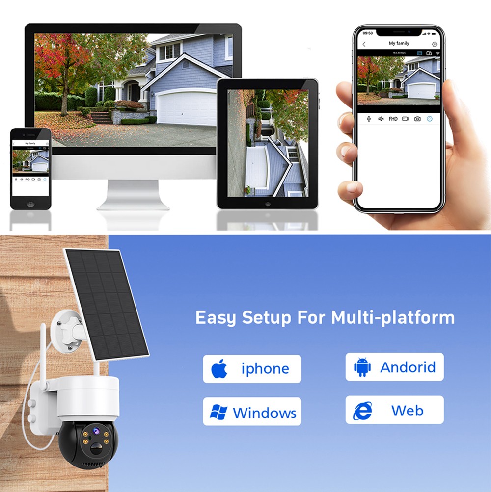 Hiseeu WTD512 1080P WiFi Camera with Solar Panel, 5X Zoom, PIR Motion Detection, 2-way Audio Video