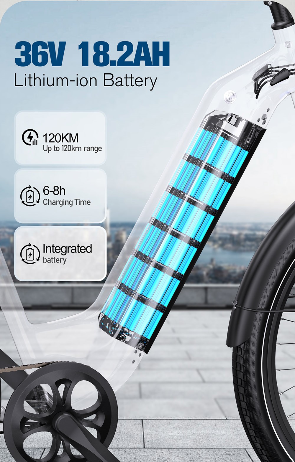 ONESPORT OT05 Electric Bike, 27.5' Aluminum Frame, 250W ANANDA Motor, 36V 18.2Ah Battery, 25km/h Max Speed, 60-120km Range, Oil Disc Brake, Shimano 7 Speed, Torque Sensor, 100kg Max Load - White