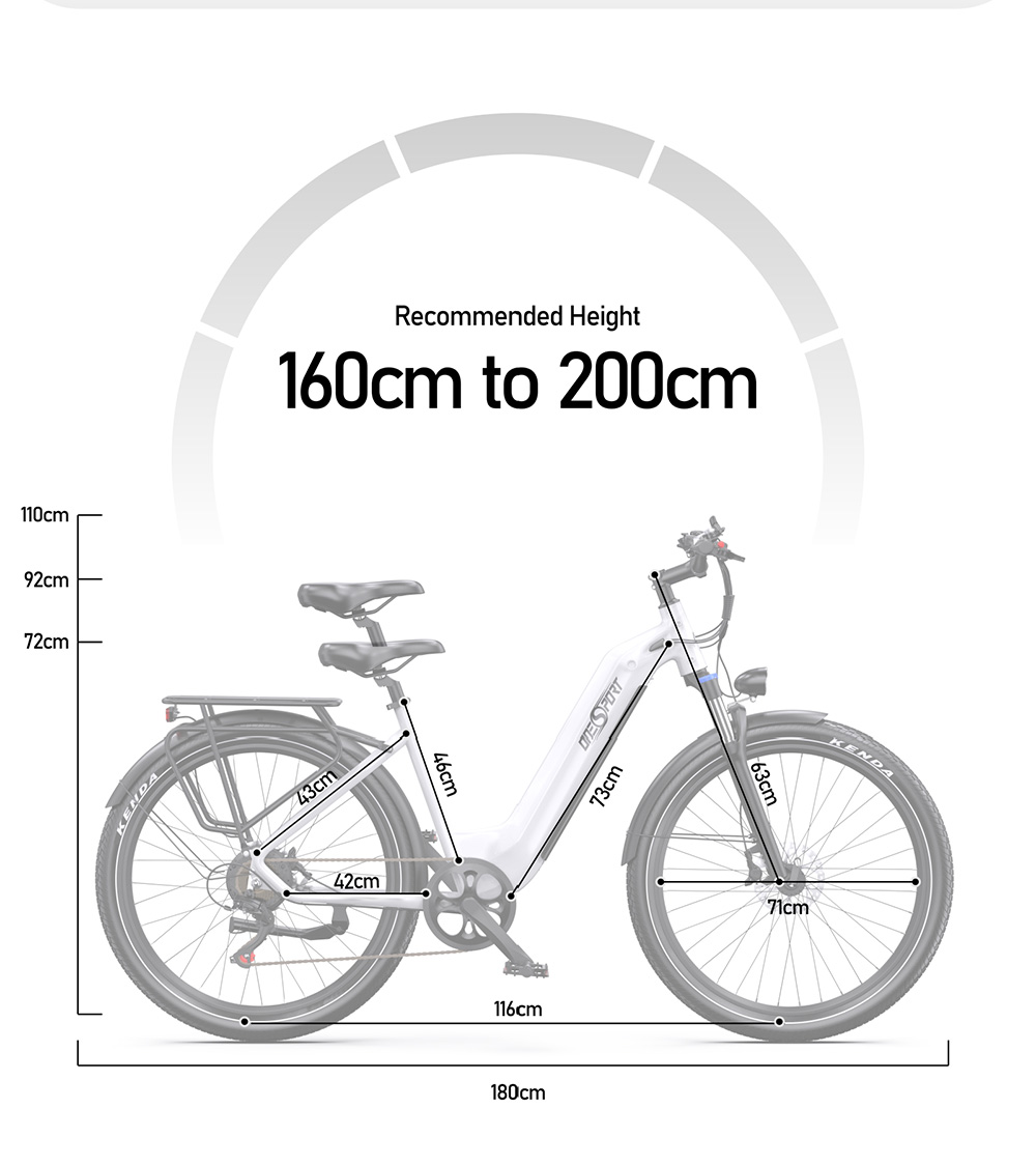 ONESPORT OT05 Electric Bike, 27.5' Aluminum Frame, 250W ANANDA Motor, 36V 18.2Ah Battery, 25km/h Max Speed, 60-120km Range, Oil Disc Brake, Shimano 7 Speed, Torque Sensor, 100kg Max Load - White