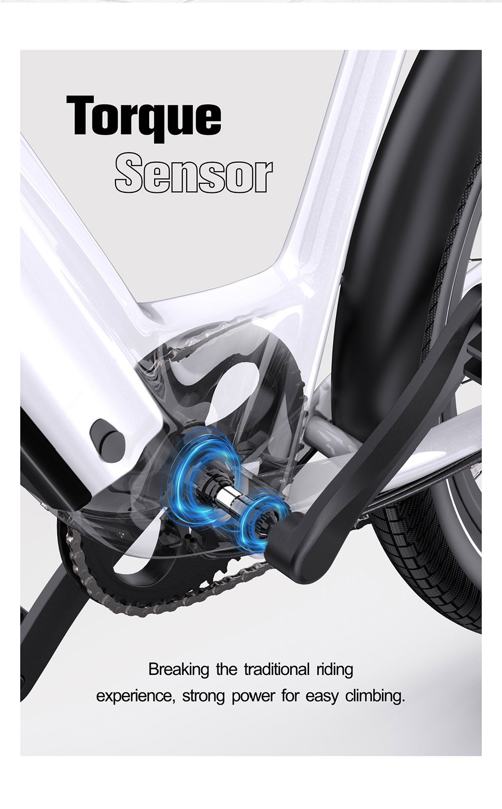ONESPORT OT05 Electric Bike, 27.5' Aluminum Frame, 250W ANANDA Motor, 36V 18.2Ah Battery, 25km/h Max Speed, 60-120km Range, Oil Disc Brake, Shimano 7 Speed, Torque Sensor, 100kg Max Load - White