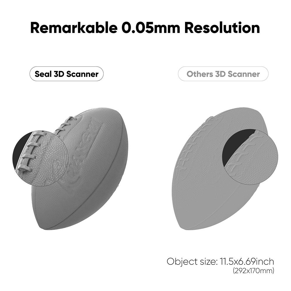 3DMakerpro Seal 3D Scanner, 0.01mm Accuracy, 0.05mm Resolution, 24-bit Color Capture