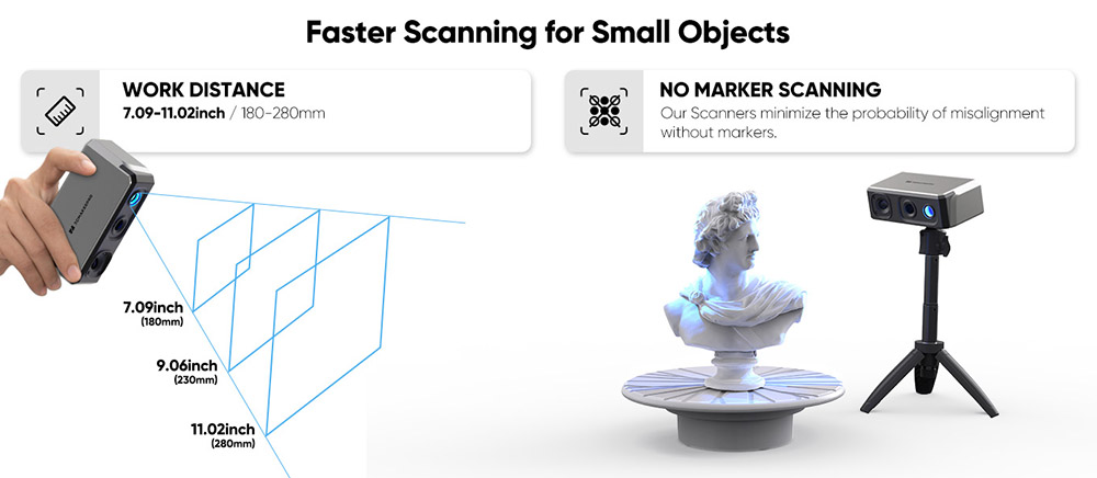 3DMakerpro Seal Lite 3D Scanner, 0.02mm Accuracy, 0.07mm Resolution,  Anti-shake Lenses, 10fps Frame, Visual tracking