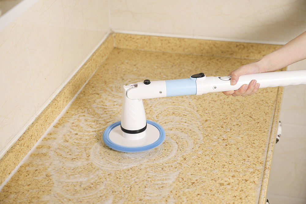 TASVAC EB5 Electric Spin Scrubber, 450RPM Cordless Shower Brush with 5 Replaceable Cleaning Heads & Adjustable Extension Arm