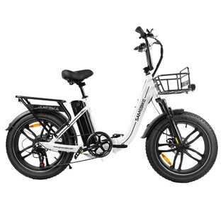 SAMEBIKE C05 Pro Electric Bike, 500W Motor, 36V 13Ah Battery, 20*4-inch Tires, 35km/h Max Speed, 70km Max Range, Mechanical Disc Brakes, Shimano 7 Speed - White