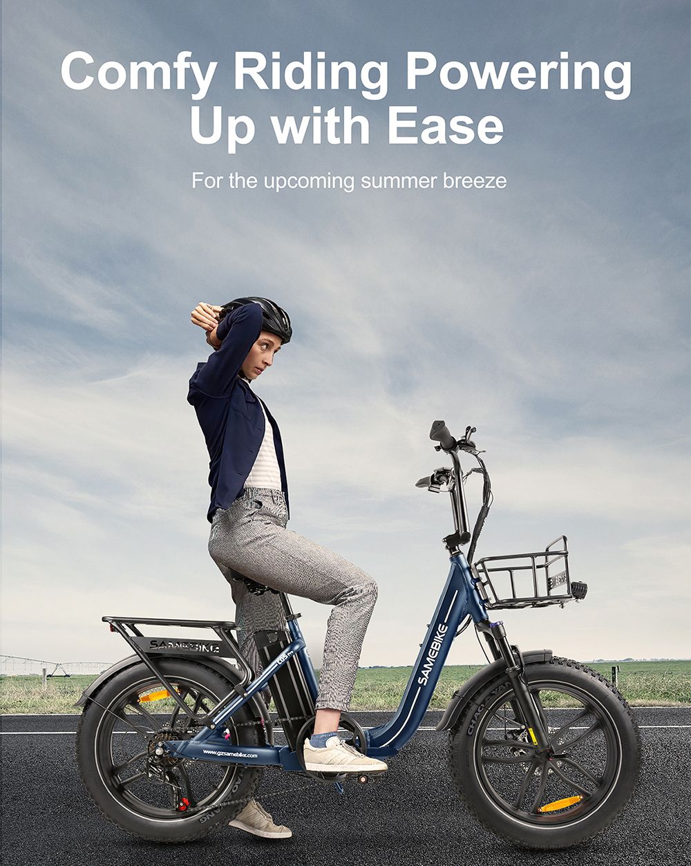 SAMEBIKE C05 Pro Electric Bike, 500W Motor, 36V 13Ah Battery, 20*4-inch Tires, 35km/h Max Speed, 70km Max Range, Mechanical Disc Brakes, Shimano 7 Speed - White
