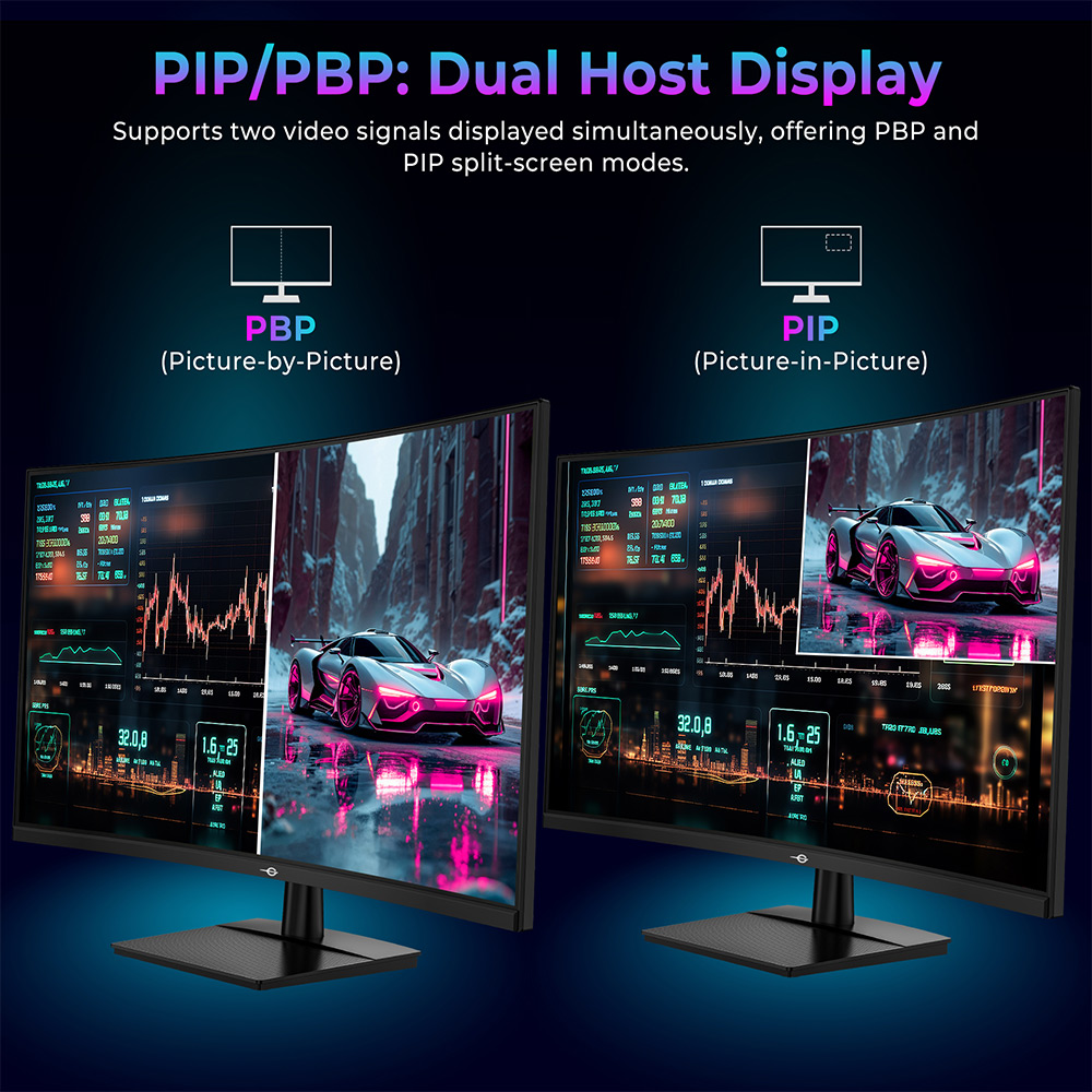 TITAN ARMY C32C1S 1500R Curved Gaming Monitor, 31.5-inch  2560*1440 HVA Fast Panel, 260Hz Refresh Rate, 1ms GTG, Adaptive Sync, HDR400, 99% sRGB, Game Plus Mode, Support PIP & PBP Display, Low Blue Light