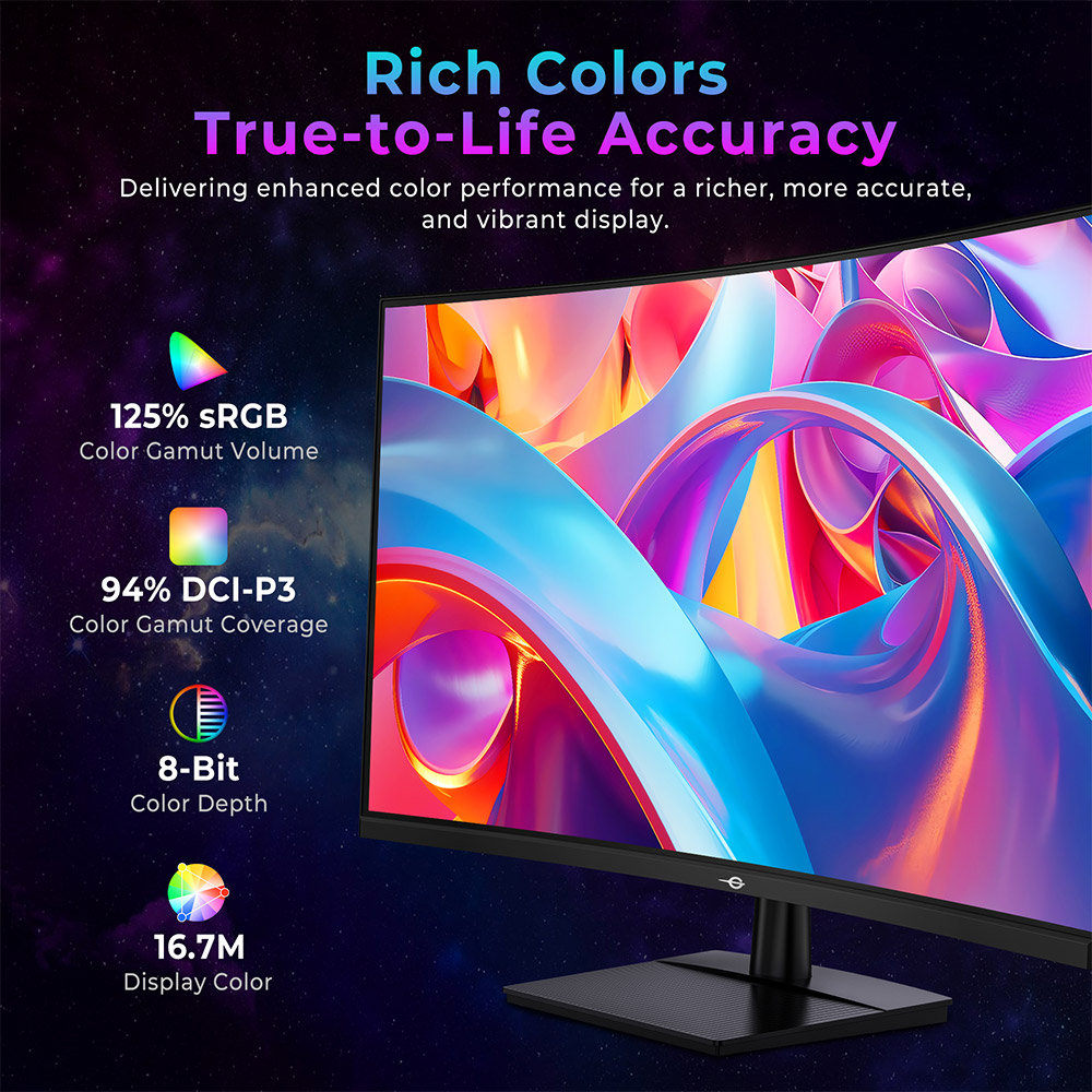 TITAN ARMY C32C1S 1500R Curved Gaming Monitor, 31.5-inch  2560*1440 HVA Fast Panel, 260Hz Refresh Rate, 1ms GTG, Adaptive Sync, HDR400, 99% sRGB, Game Plus Mode, Support PIP & PBP Display, Low Blue Light
