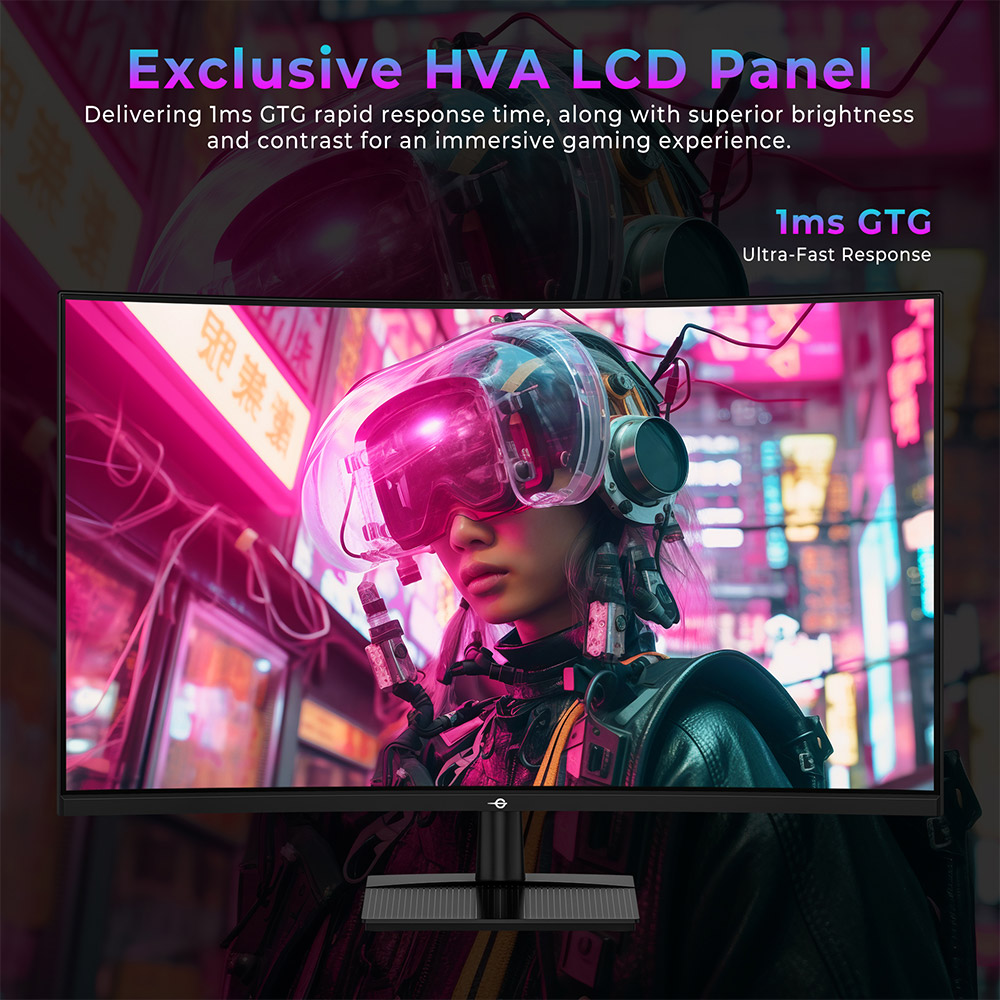 TITAN ARMY C32C1S 1500R Curved Gaming Monitor, 31.5-inch  2560*1440 HVA Fast Panel, 260Hz Refresh Rate, 1ms GTG, Adaptive Sync, HDR400, 99% sRGB, Game Plus Mode, Support PIP & PBP Display, Low Blue Light