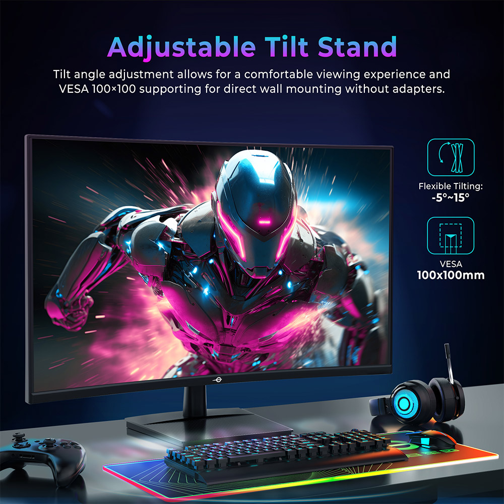 TITAN ARMY C32C1S 1500R Curved Gaming Monitor, 31.5-inch  2560*1440 HVA Fast Panel, 260Hz Refresh Rate, 1ms GTG, Adaptive Sync, HDR400, 99% sRGB, Game Plus Mode, Support PIP & PBP Display, Low Blue Light