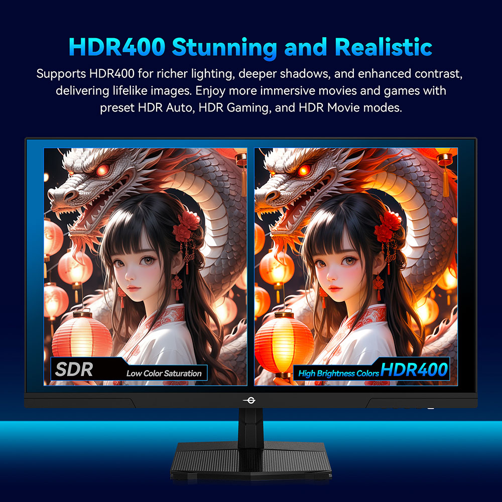 TITAN ARMY P27GR Gaming Monitor, 27-inch 2560*1440 16:9 Fast IPS Screen, 200Hz Refresh Rate, 1ms GTG, 99% sRGB, HDR400, Adaptive-Sync, Gaming Mode, Dynamic OD, PBP & PIP Display, Low Blue Light, Adjustable Tilt, VESA Wall Mounting
