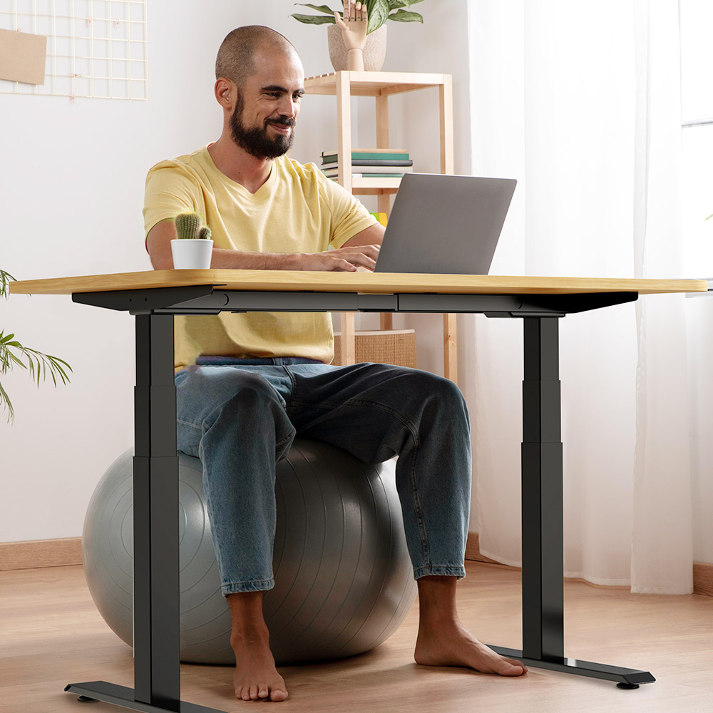 ACGAM JSZ-3 Dual-motor 3-Stage Electric Adjustable Standing Desk Frame, Heavy Duty 264lbs Load Capacity, for Home Office, Black