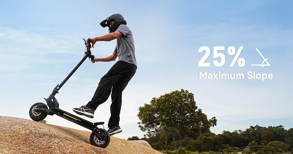 iScooter iX7 Pro Electric Scooter, 2*1000W Motor, 48V 17.5Ah Battery, 10-inch Off Road Tires, 60km/h Max Speed, 80km Range, Front and Rear Disc Brakes, Dual Suspensions