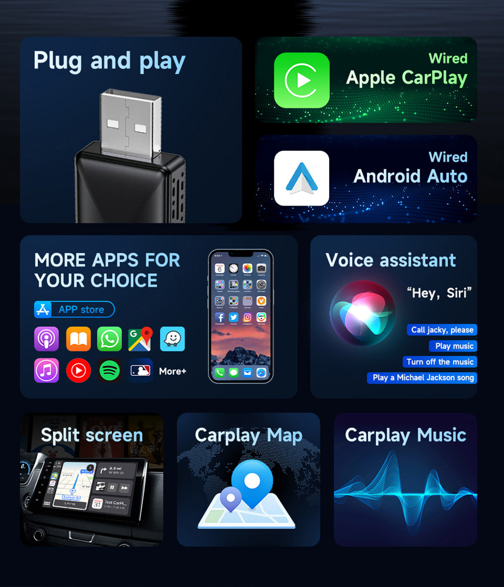 MINIX AB019 Wireless CarPlay Adapter, Plug and Play, Auto-Connect, Bluetooth 5.0/ 5G WiFi/USB Connection