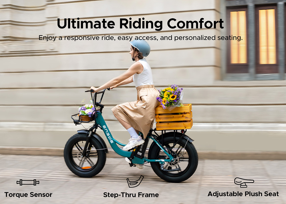 ENGWE L20 BOOST Electric Bike, 250W Motor, 48V 13AH Battery, 20*4-inch Fat Tires, 25km/h Max Speed, 126km Max Range, Torque Sensor, Shimano 7-Speed, Front Fork Suspension, Mechanical Disc Brakes