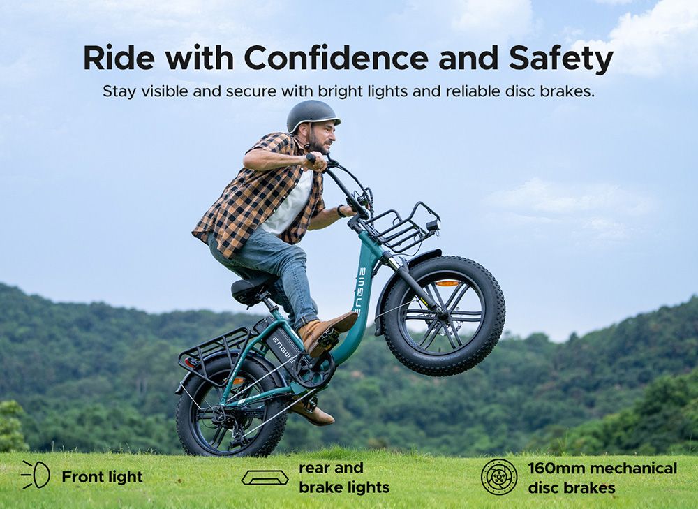 ENGWE L20 BOOST Electric Bike, 250W Motor, 48V 13AH Battery, 20*4-inch Fat Tires, 25km/h Max Speed, 126km Max Range, Torque Sensor, Shimano 7-Speed, Front Fork Suspension, Mechanical Disc Brakes