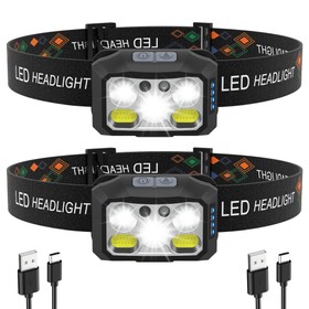 TD230 Motion Sensor Type-C Rechargeable Headlamp 2pcs