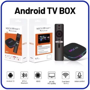 MX10 Mini Android 13 TV Box, 4K Ultra HD Streaming Media Player, Allwinner H313 Quad-Core, 2GB RAM 16GB ROM, Dual Band Wi-Fi 6, BT 5.4, Voice Remote Control, Smart TV Box for Home Theater